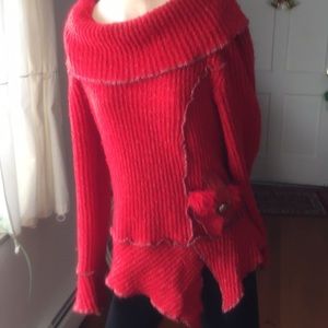 Red sparkly unique sweater